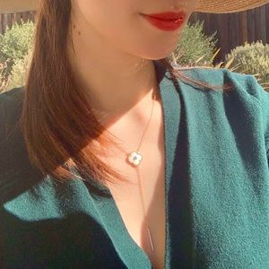 Rachel Zoe Mother Of Pearl Clover Y Necklace.